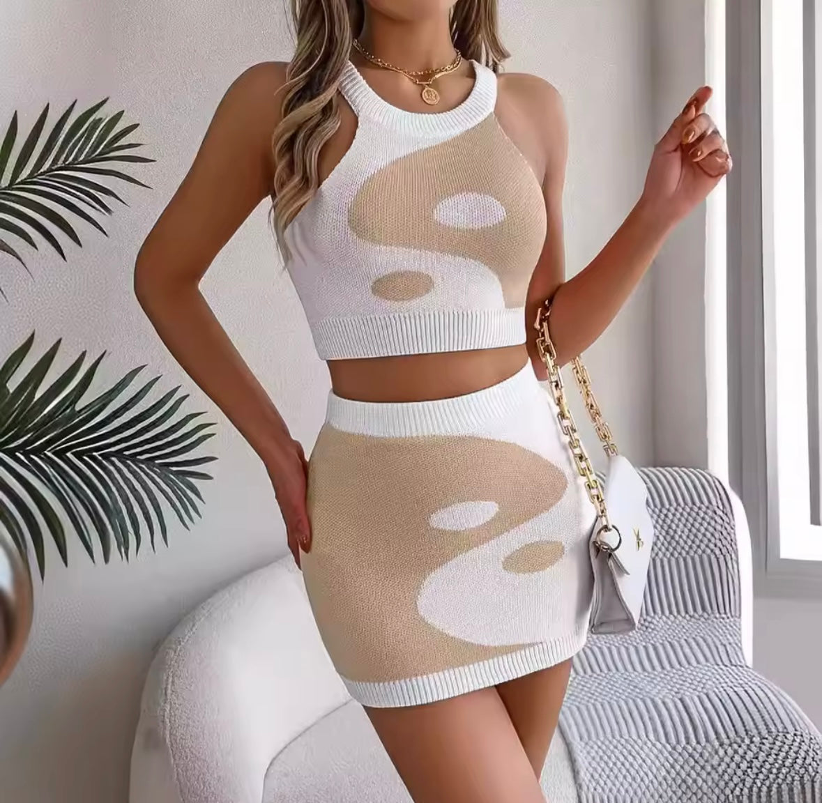 Two Pieces Set Contrast Women's