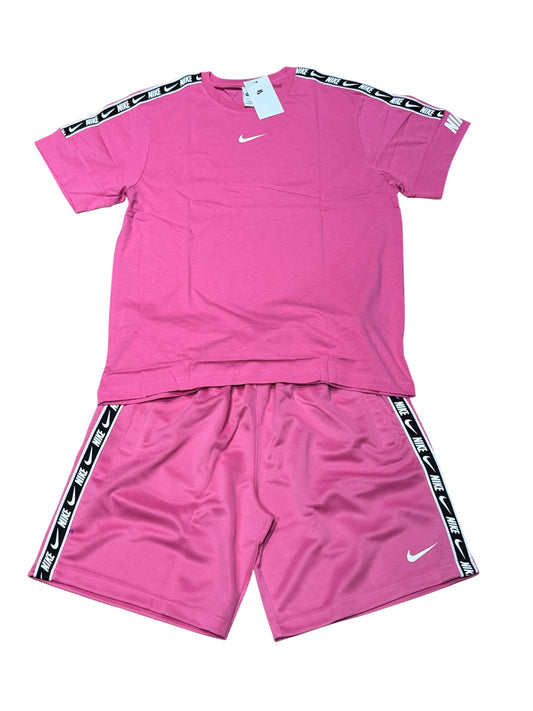 NIKE TAPE SET SHORTS & T-SHIRT MENS PINK