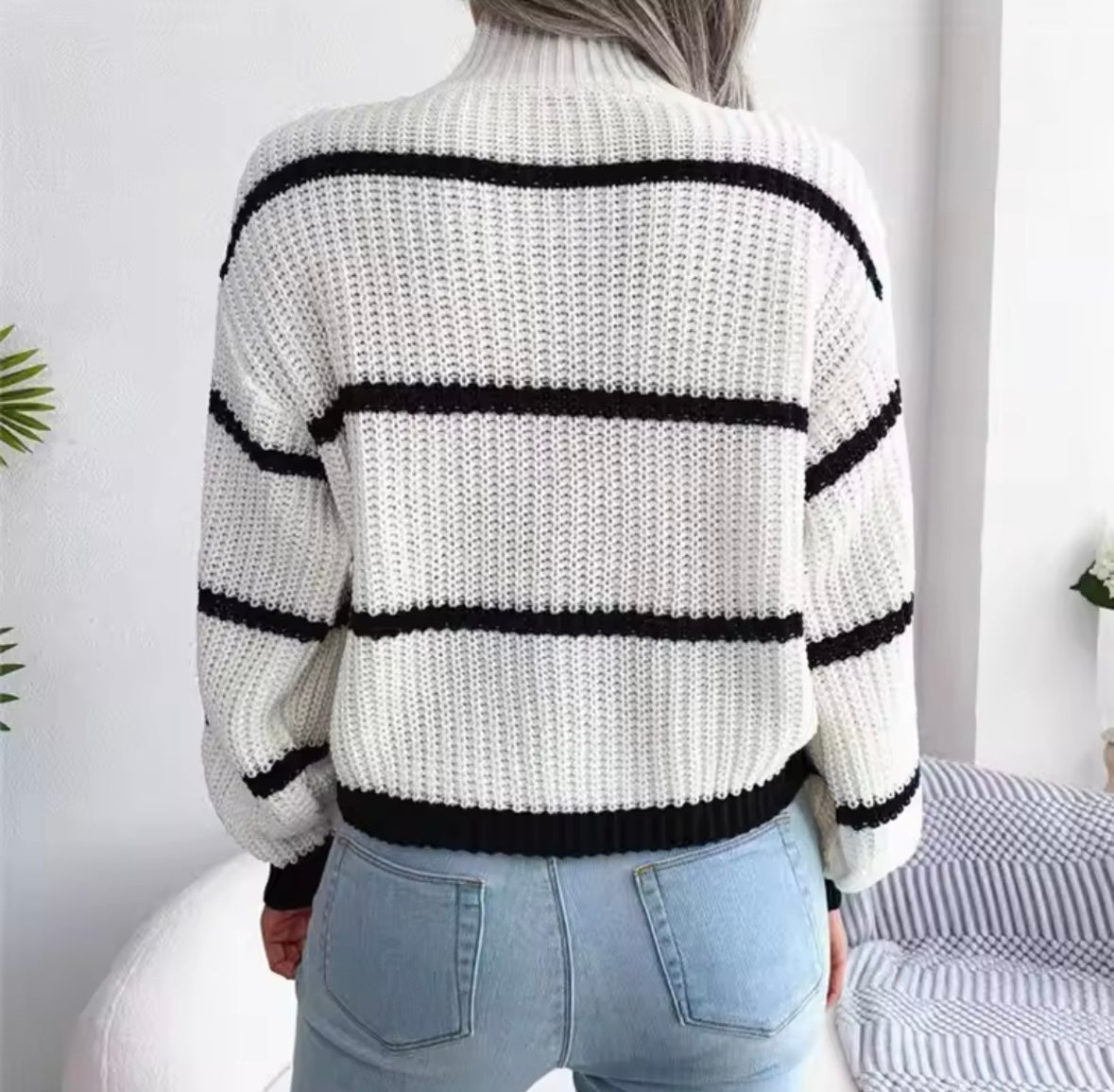 Women Striped Knit Loose Sweaters