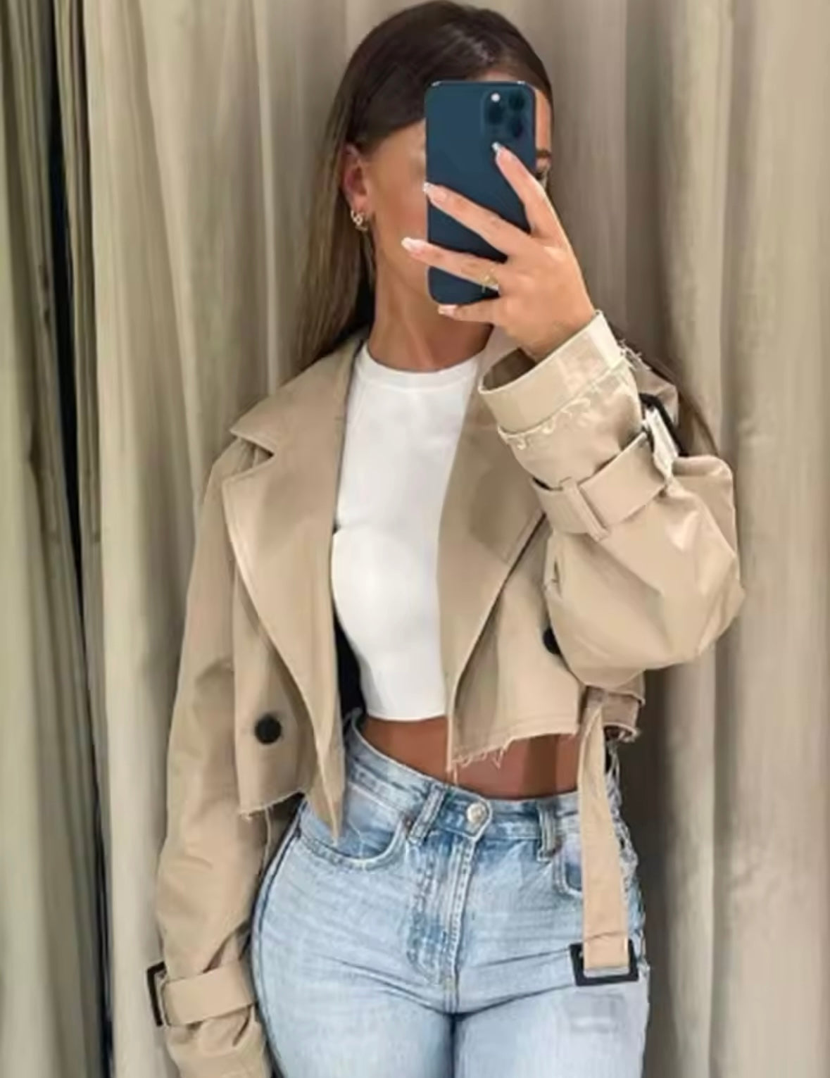 Cropped Trench Spring Jacket Women