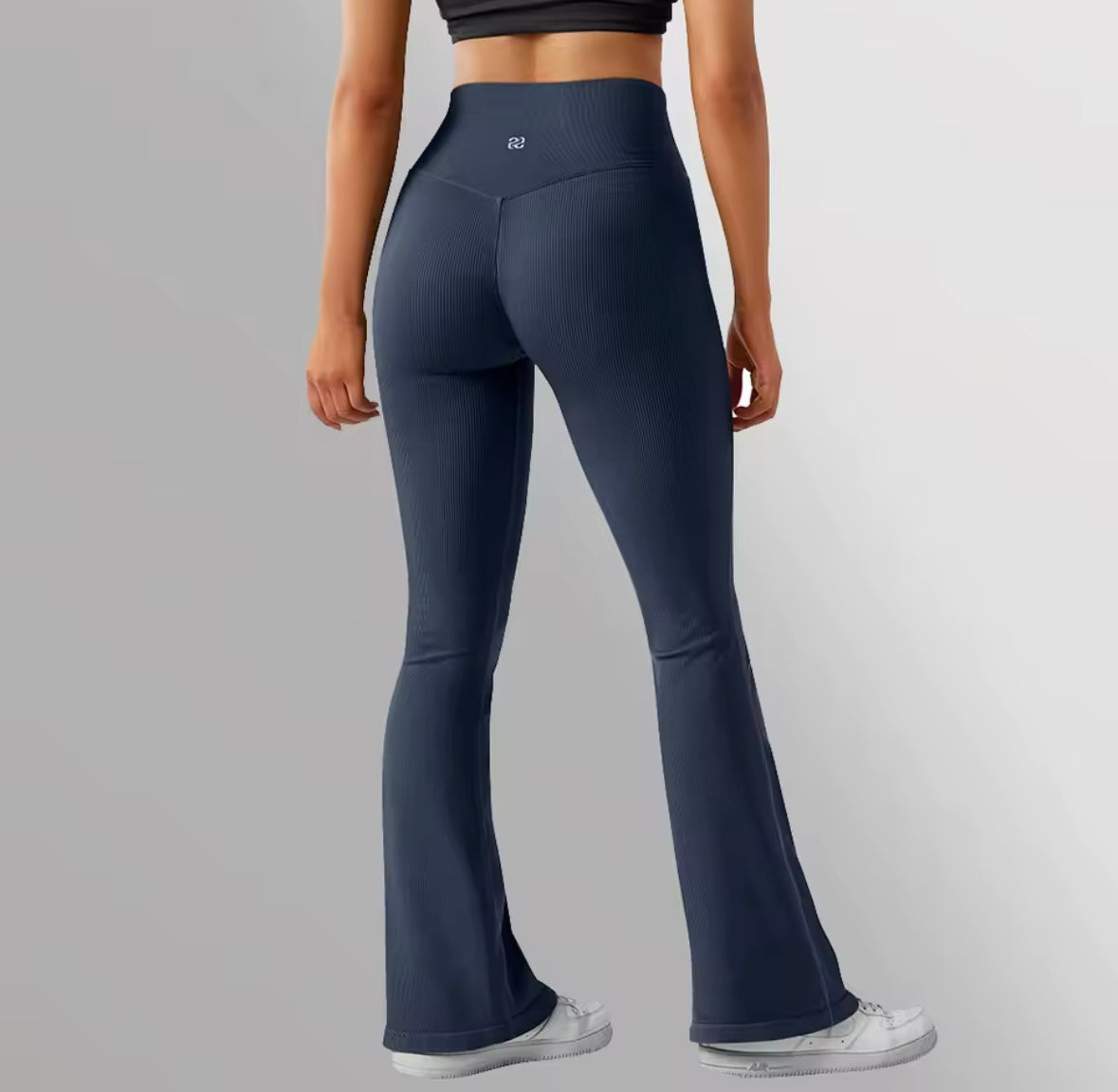 Women's Yoga Pants with Flared Legs Ribbed Crossover