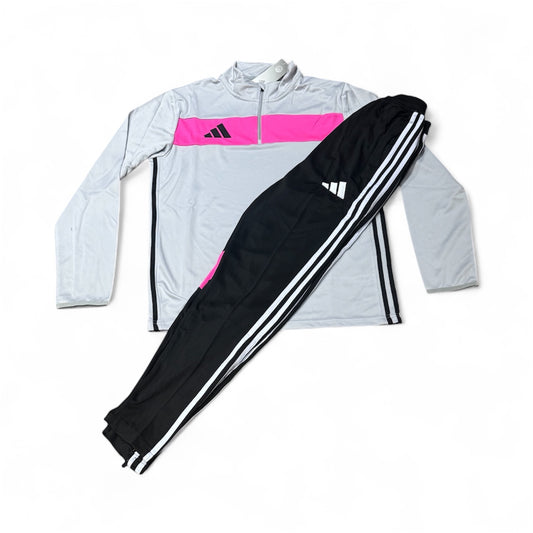 Adidas Striped Tracksuit White/Pink
