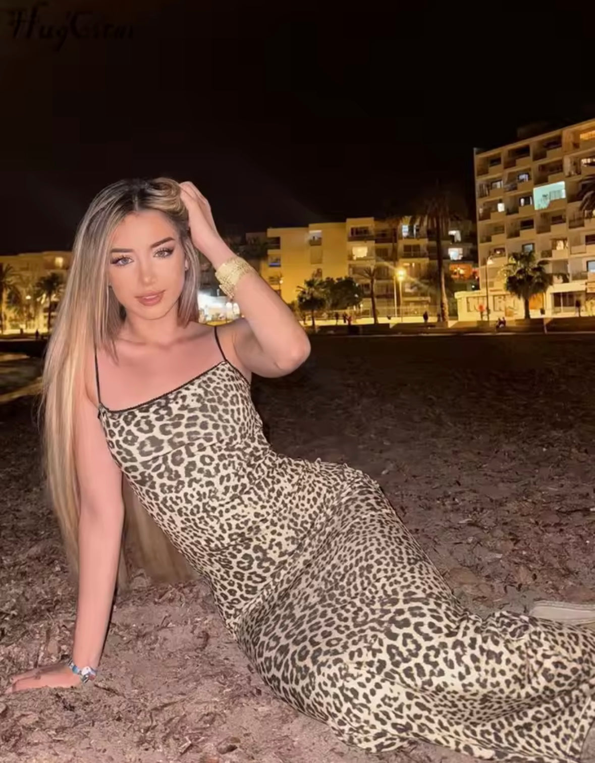 Leopard Print Slips Backless Sexy Bodycon Maxi Dress