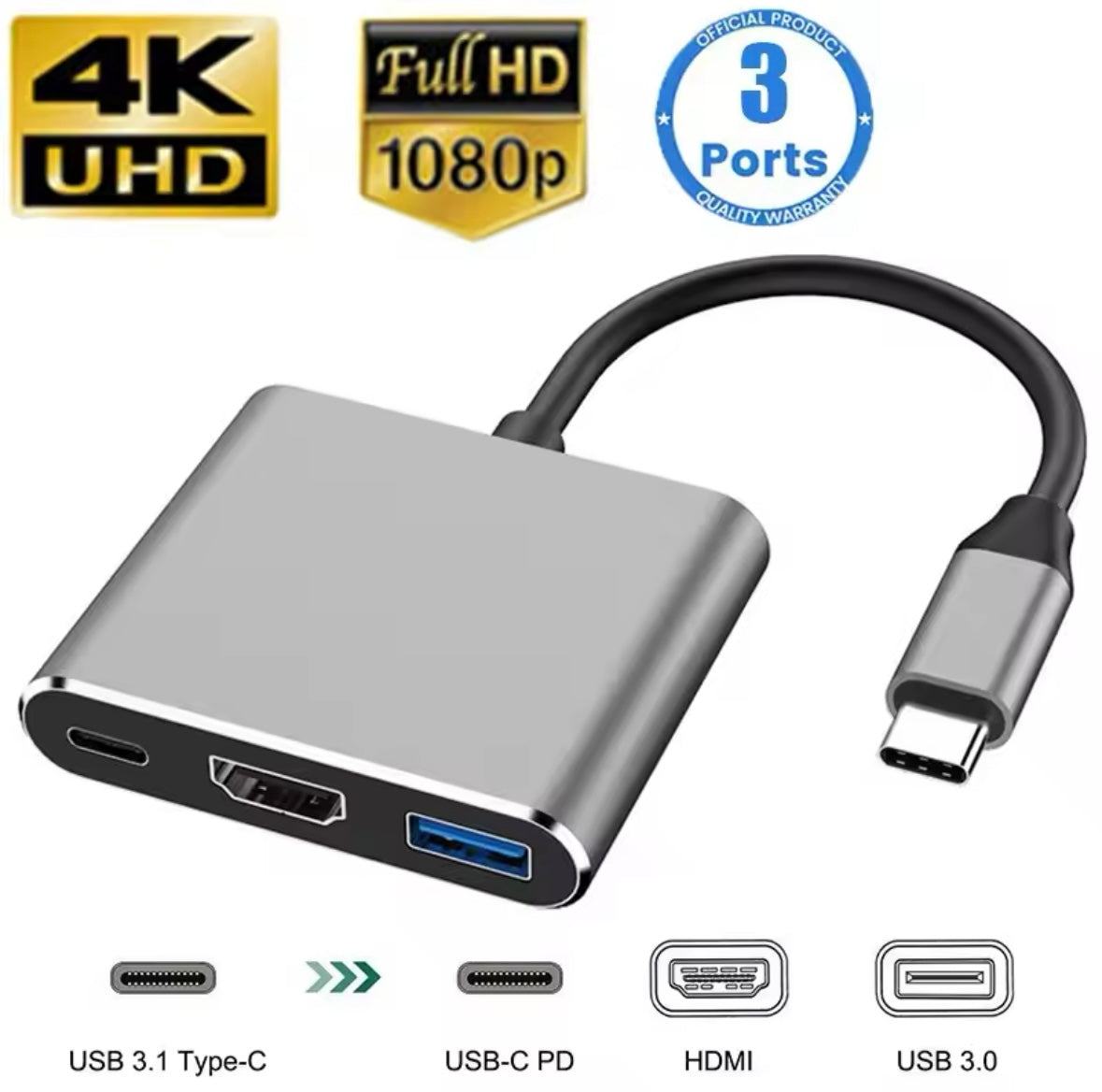 USB C HUB 3in1 Type C 3.0