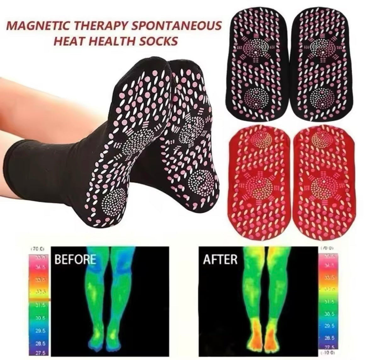 5pairs Tourmaline Self-Heating Socks