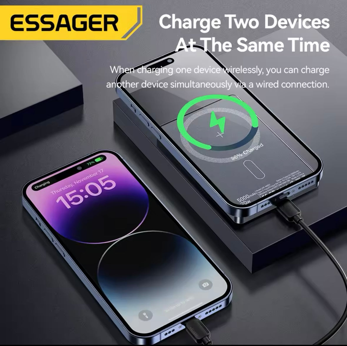 Essager Thin Wireless Power Bank Magnetic 20W 5000mAh