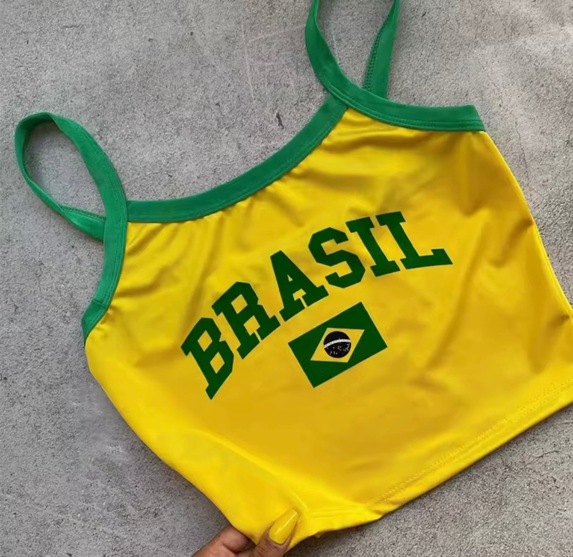 Brasil print crop top