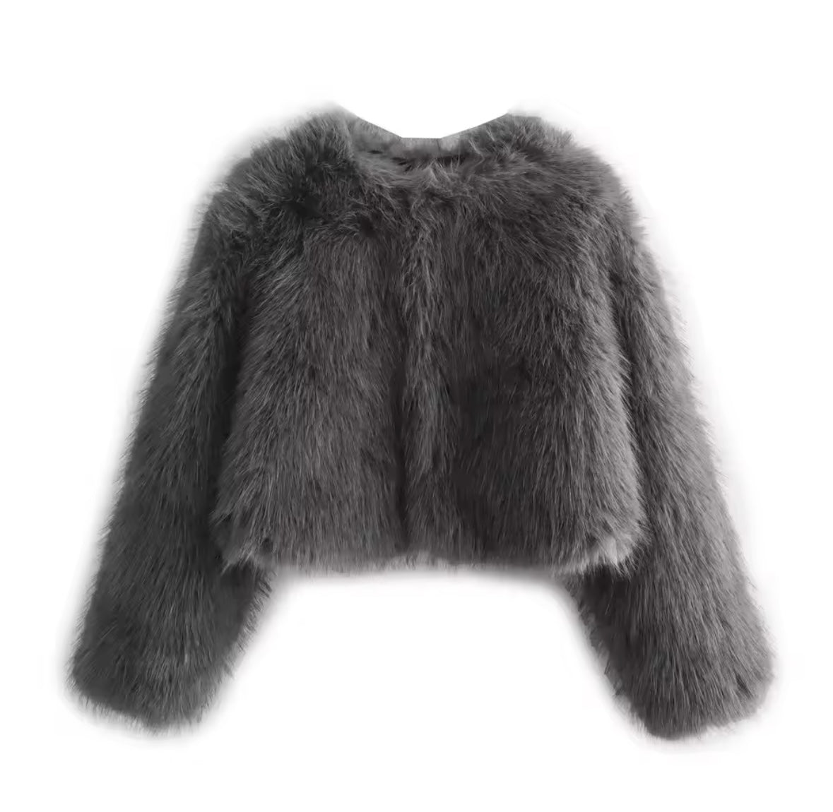 Gray Faux Fur Jackets Women