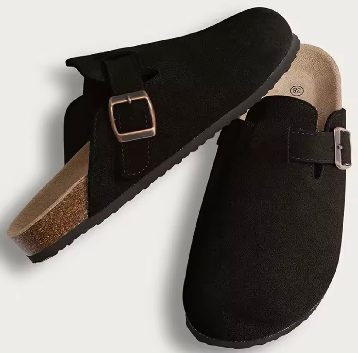 Suede Mules Slippers Clogs Cork Insole
