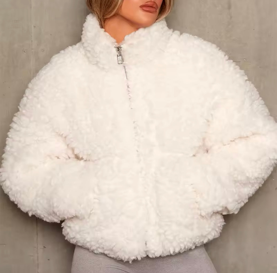 Winter Lamb Wool Short Coat For Women