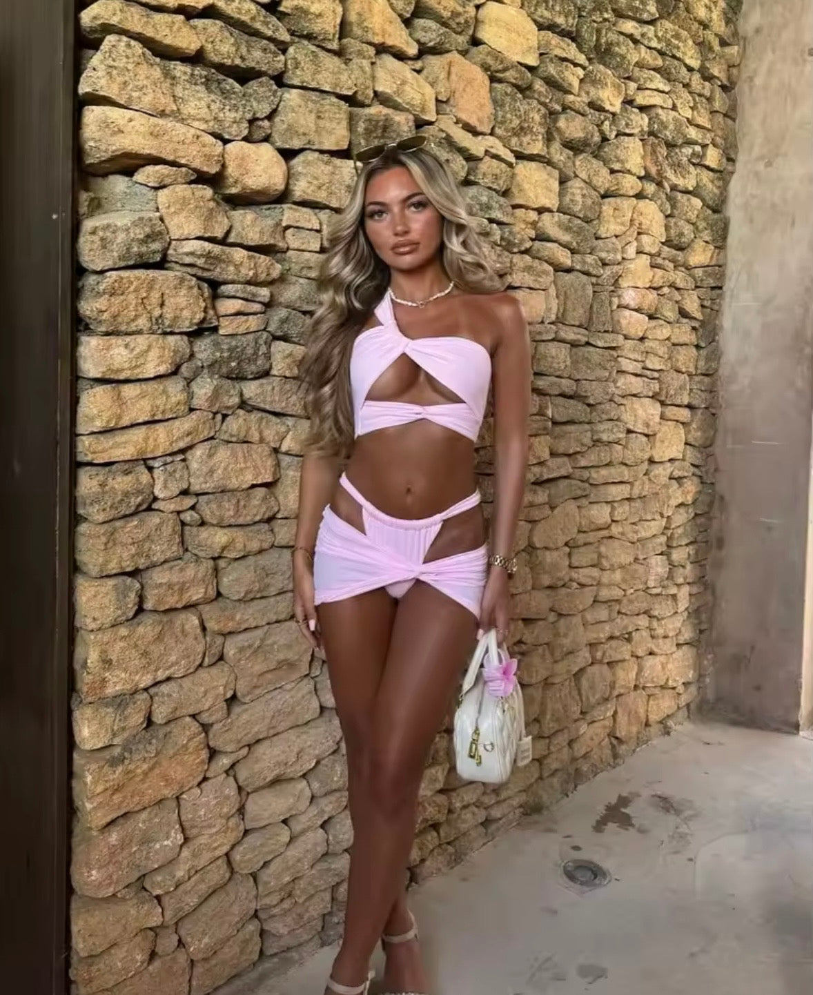 One shoulder Hollow Bikini Set Beach Cover