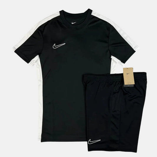 NIKE ACADEMY DRILL TSHIRT / SHORTS SET - BLACK / WHITE