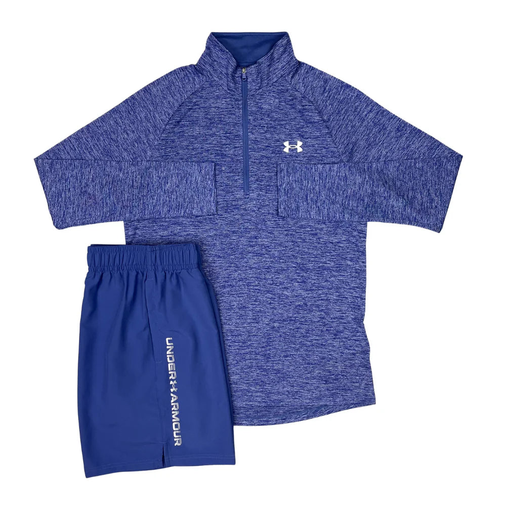 UNDER ARMOUR HALF ZIP/WOVEN SHORTS SET - STARLIGHT NAVY