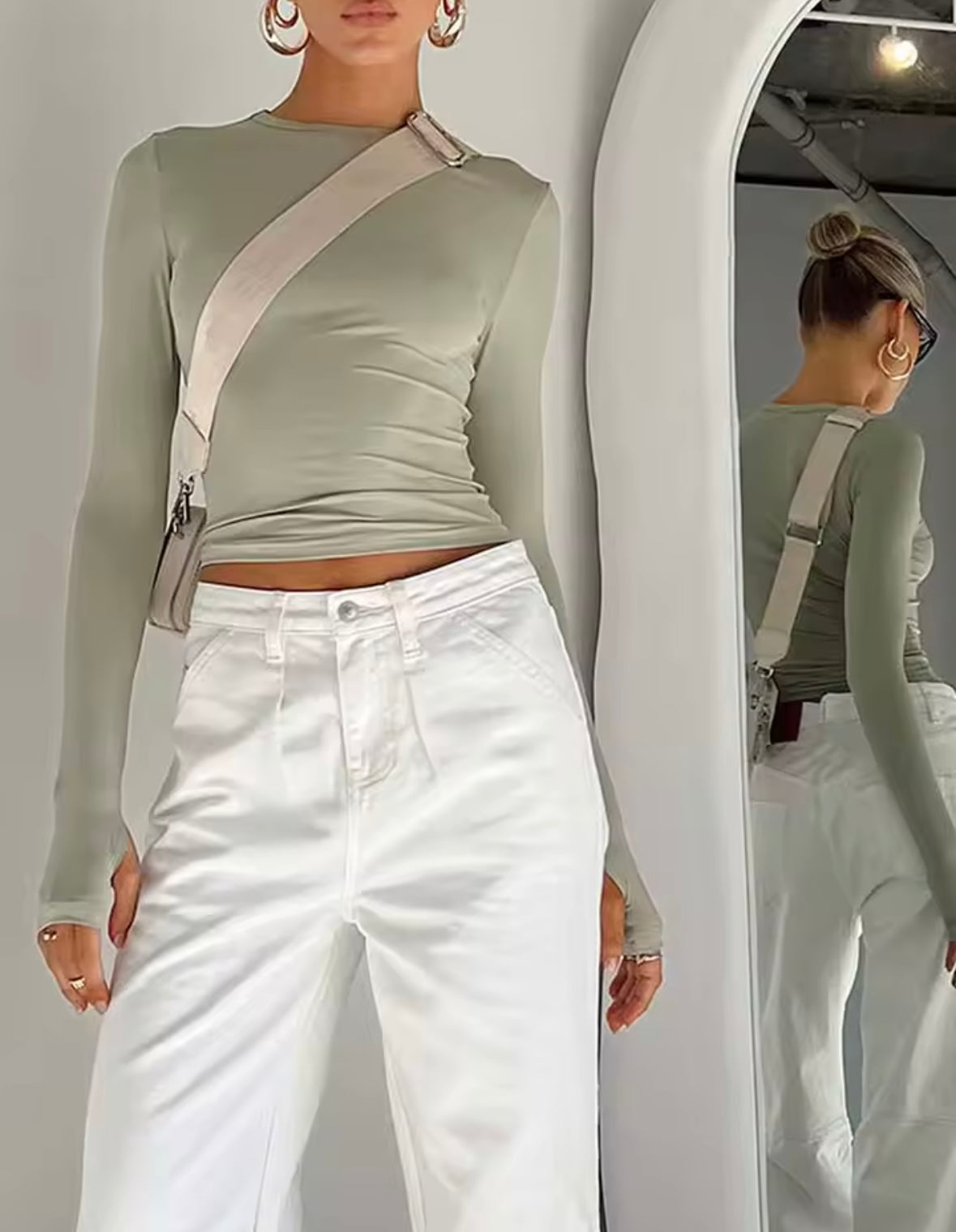 Women T-shirt Long Sleeve Crew Neck