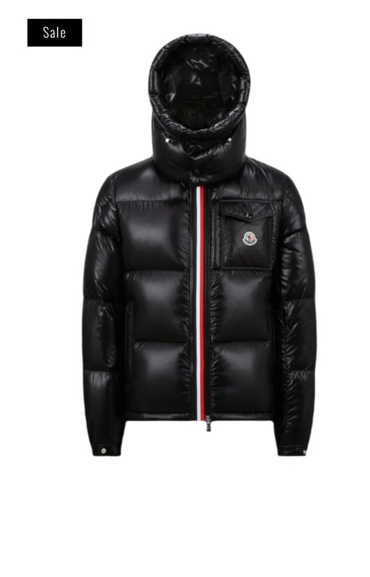 Moncler Montbeliard Tricolour Black Down Jacket