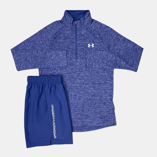 UNDER ARMOUR HALF ZIP/WOVEN SHORTS SET - STARLIGHT NAVY